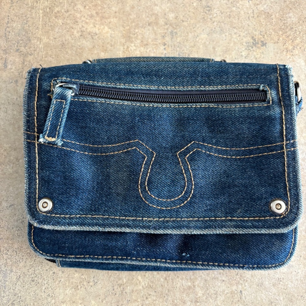 Denim Mini Top Handle Bag Purse Y2K Style Small Dark Wash Blue Women's Fashion